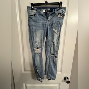 Distressed Light Blue Women's Refuge Skinny Ankle Jeans